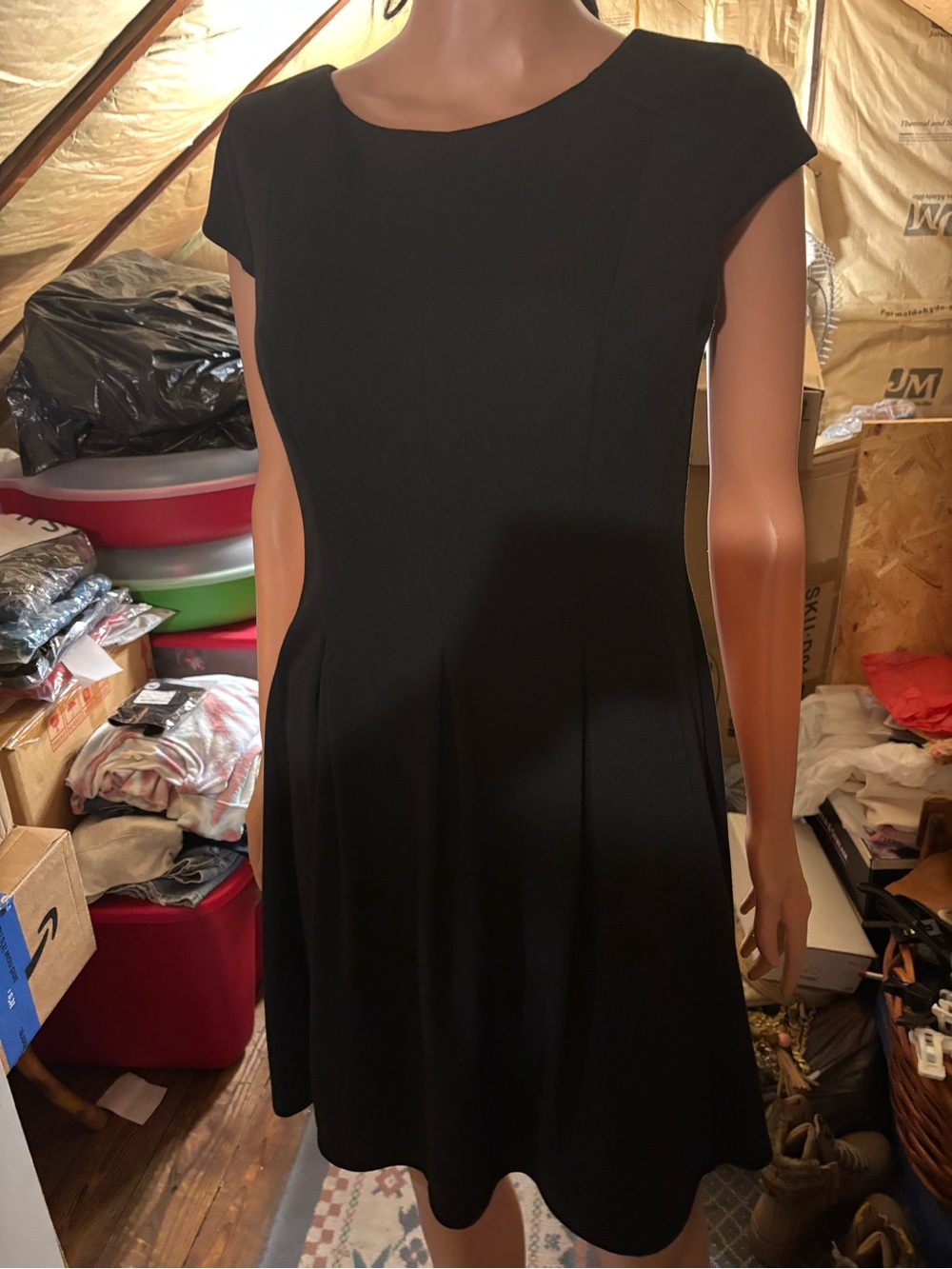 ALYX Classic Black Cap-Sleeve Fit & Flare Dress Size 8P